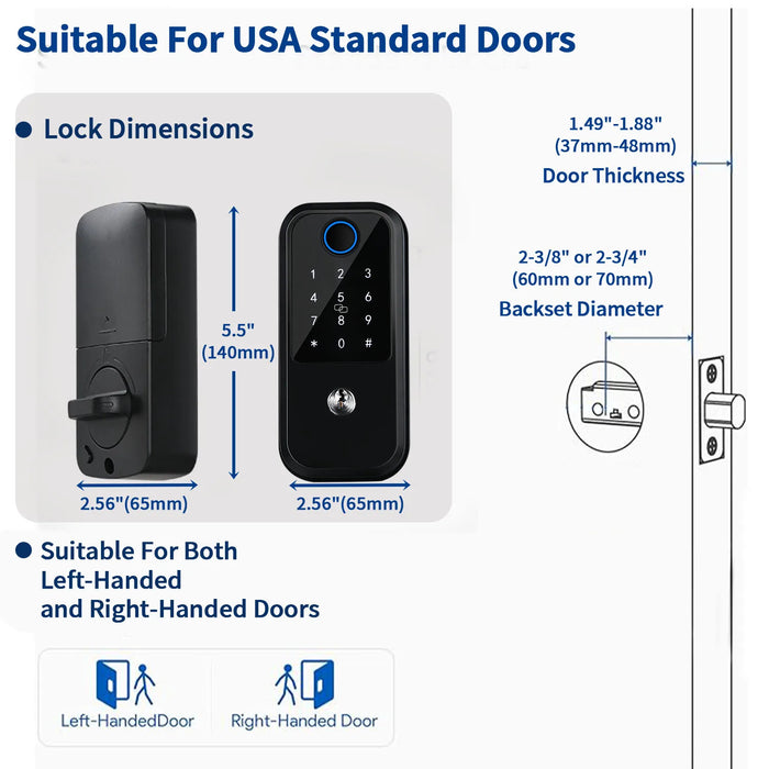 Smart Deadbolt Door Lock Fingerprint Keyless Entry