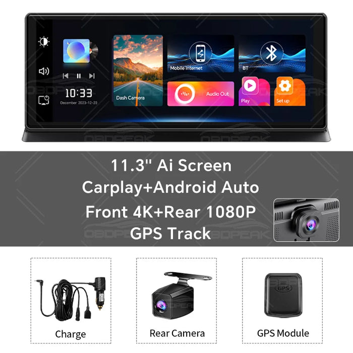 Car DVR 4K Dash Cam & Wireless Carplay