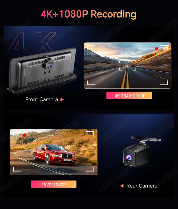 Car DVR 4K Dash Cam & Wireless Carplay