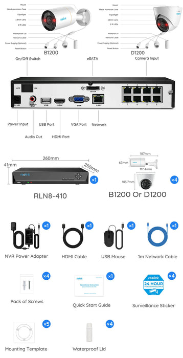 8CH DVR Video Recorder Surveillance System Kit