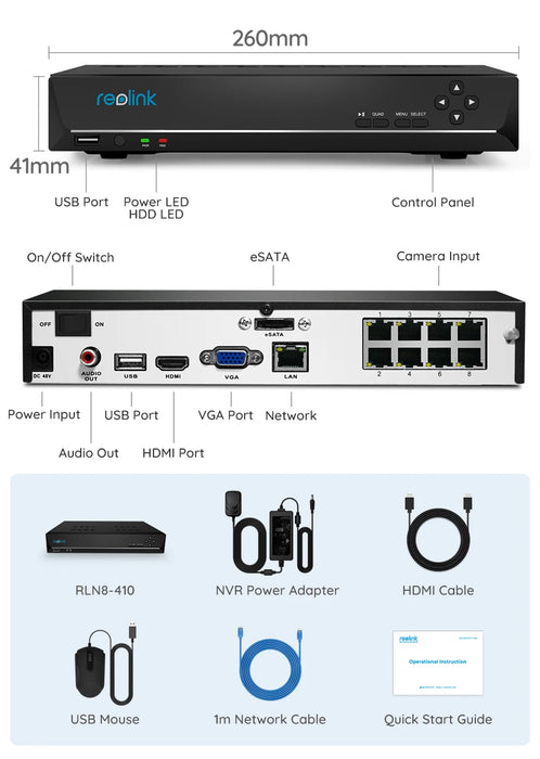 8CH DVR Video Recorder Surveillance System Kit